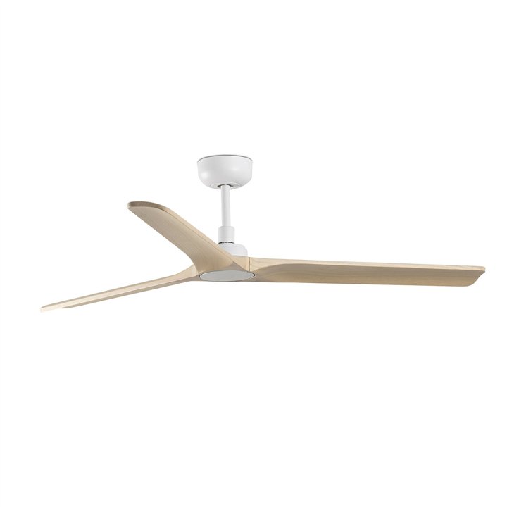 Faro HEYWOOD M Ventilador blanco/madera clara DC