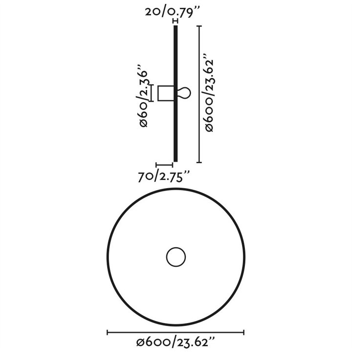 Faro COSTAS 600 H70 Lámpara aplique/plafón negra/ratán