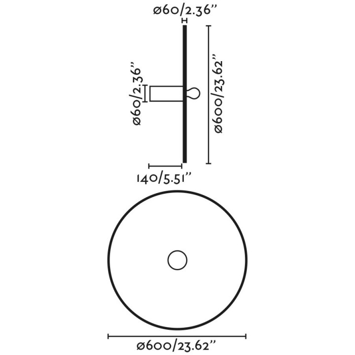 Faro COSTAS 600 H140 Lámpara aplique/plafón negra/ratán