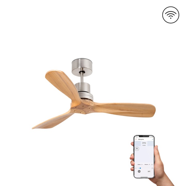 Faro MINI LANTAU S Ventilador níquel mate/pino DC SMART