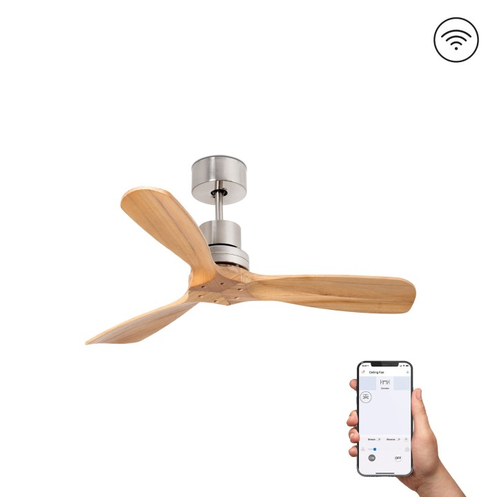Faro MINI LANTAU S Ventilador níquel mate/pino DC SMART