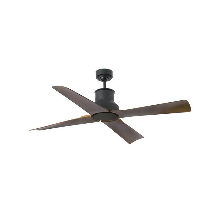 Ventiladores de Techo Faro WINCHE Ø130 DC NEGRO MATE 4 PALAS MARRON IP44