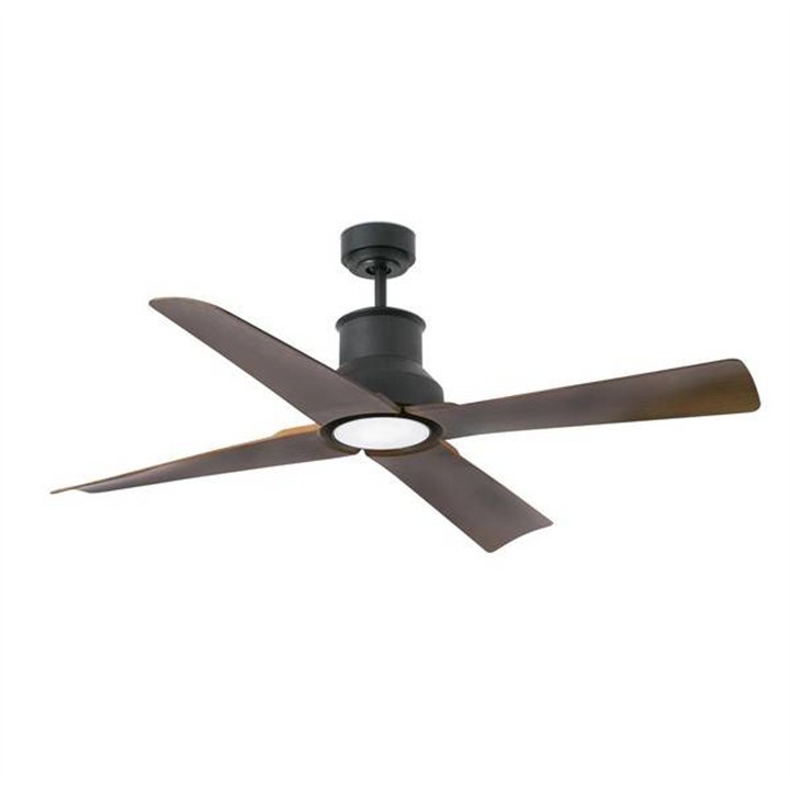 Ventiladores de Techo Faro WINCHE Ø130 DC NEGRO MATE 4 PALAS MARRON IP44