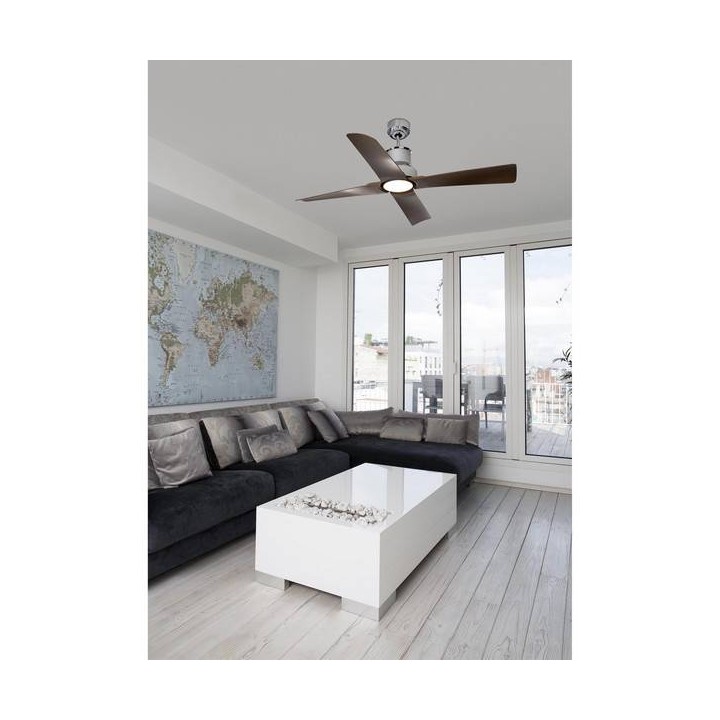 Ventiladores de Techo Faro WINCHE Ø130 DC CROMO 4 PALAS MADERA