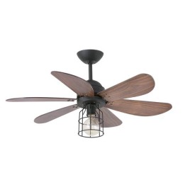 Ventiladores de Techo con luz Faro CHICAGO Ø90CMS 6 PALAS NEGRO 1XE27 60W