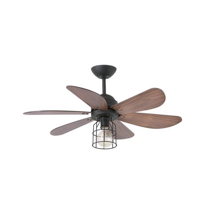 Ventiladores de Techo con luz Faro CHICAGO Ø90CMS 6 PALAS NEGRO 1XE27 60W
