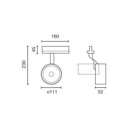 Faro TARGET proyector carril blanco 13W 35° 3000K CRI90 dali