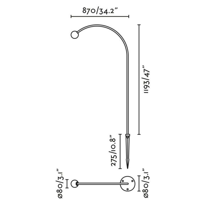 Faro CUCA 1193 Lámpara estaca negra 24V