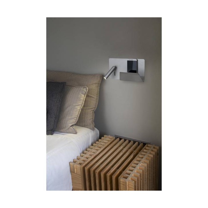 Apliques Faro SUAU APLIQUE DERECHA GRIS PLATA USB LED 3W 3000K