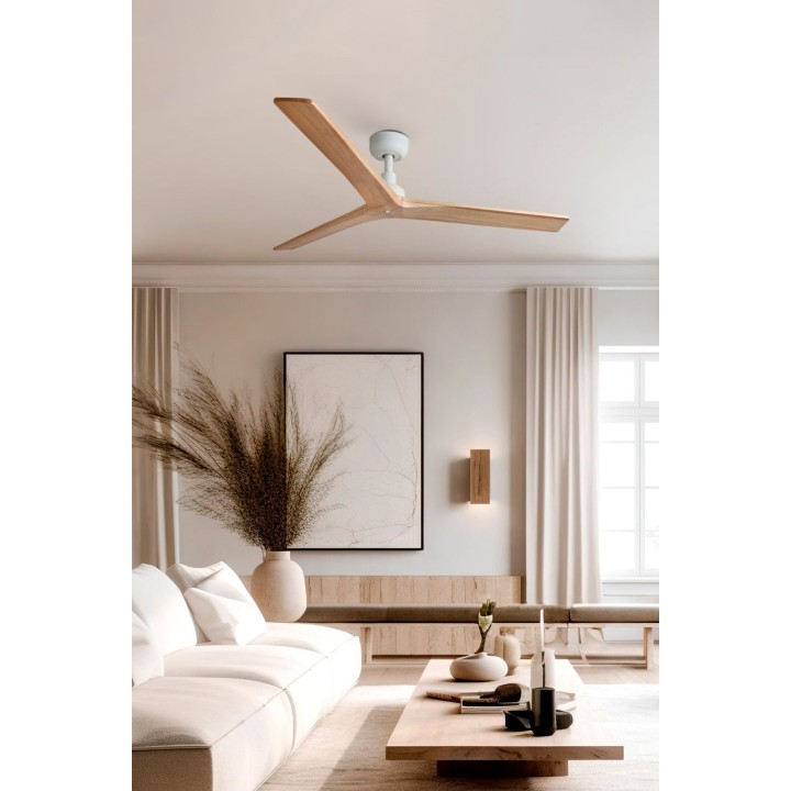 Faro KLIM M Ventilador blanco/madera roble