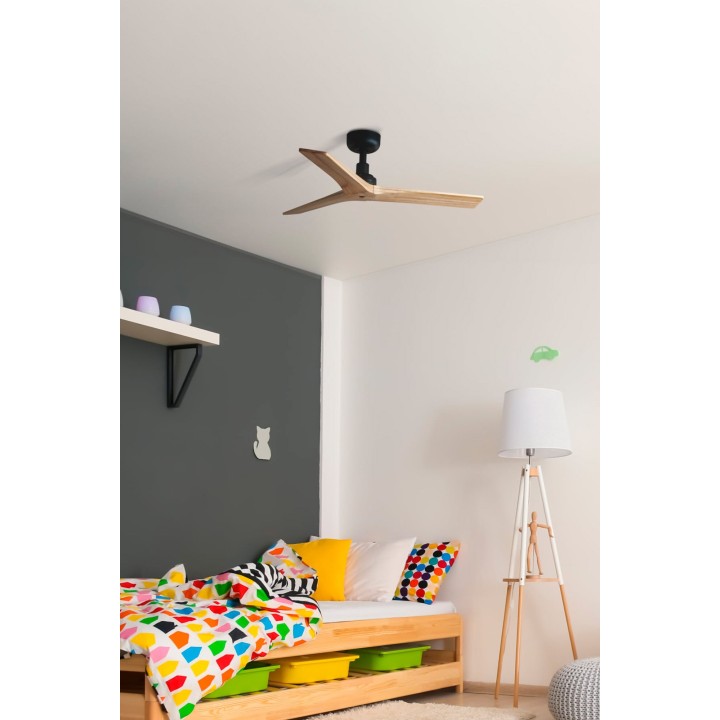 Faro KLIM S Ventilador negro/madera roble DC SMART