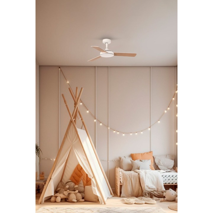 Faro MINI MALLORCA S Ventilador blanco/arce