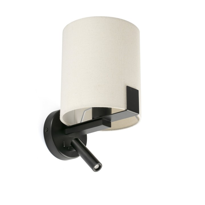 Faro NILA Lámpara aplique negro y blanco roto con lector Faro 20053