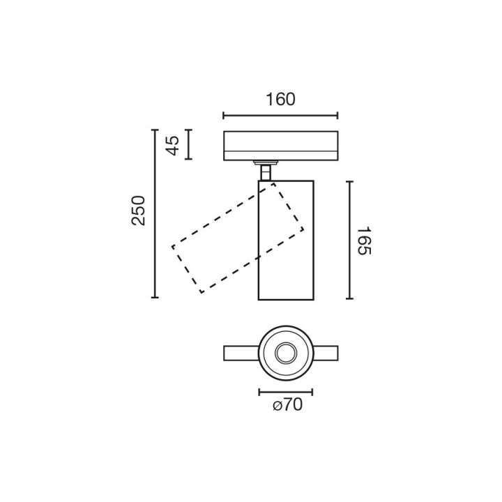 Faro FOST TRACK proyector negro Ø70 43W CRI90 4000K  60°