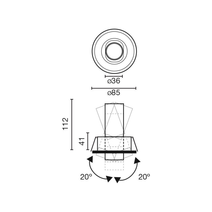 Faro KOPE downlight negro 6W 3000K CRI90 36º DALI