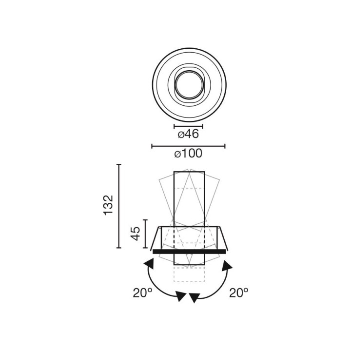 Faro KOPE downlight negro 12W 2700K CRI90 20º Casambi