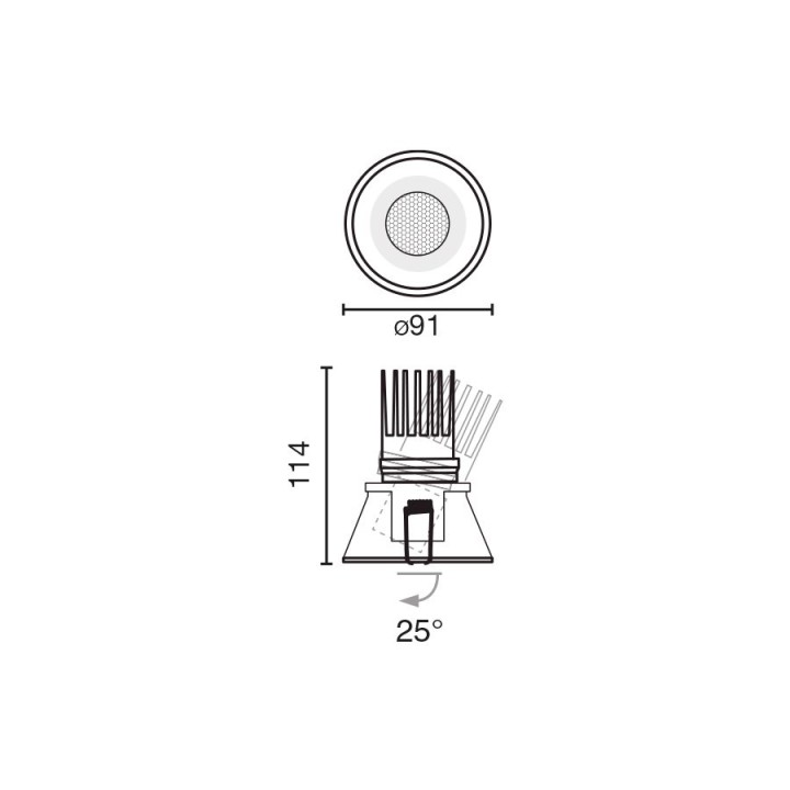 Faro TULIPA downlight orientable blanco 7W 3000K   36°  DALI