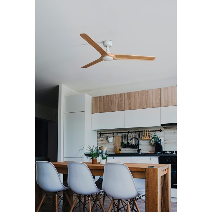 Faro HEYWOOD L LED Ventilador negro/madera oscura DC