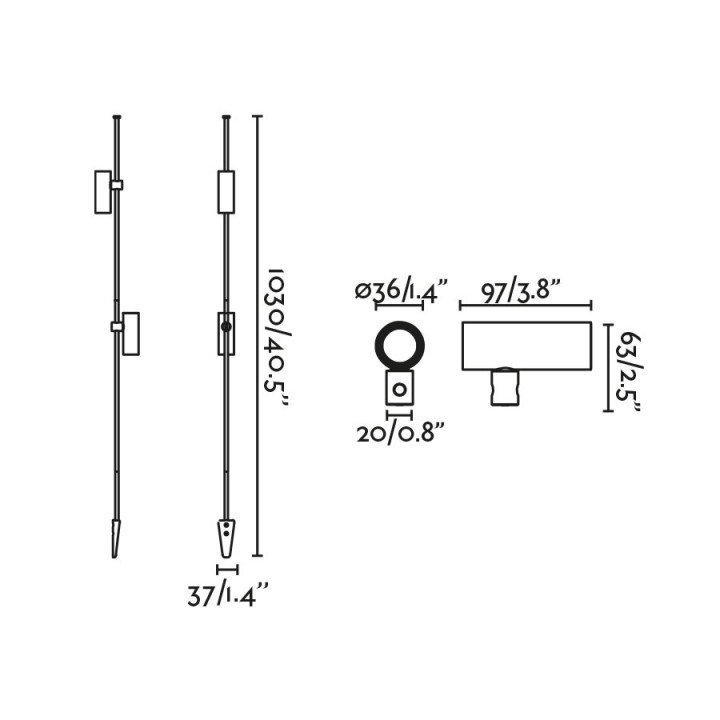 Faro CLAP 1030 estaca negra 2x6W 3000K 38º 24V