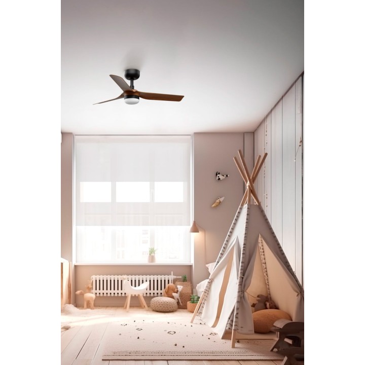 Faro MINI PUNT S LED Ventilador negro/madera oscura DC