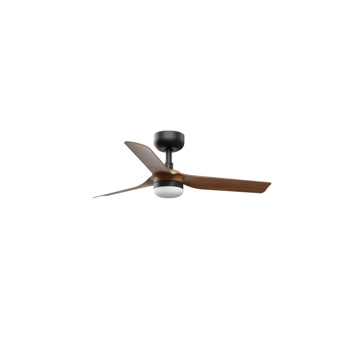 Faro MINI PUNT S LED Ventilador negro/madera oscura DC SMART Faro 33823WP-1TW