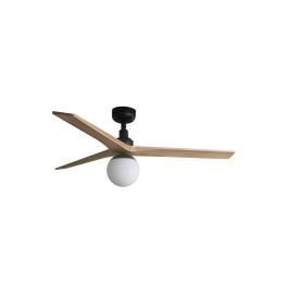 Faro KLIM M Ventilador negro/madera roble DC E27 SMART Faro 34283WP-11L