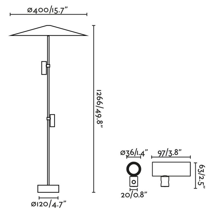 Faro CLAP 1266 Baliza negra 2x6W 3000K 38º con pantalla