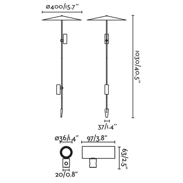 Faro CLAP 1030 Estaca negra 2x6W 3000K 38º con pantalla