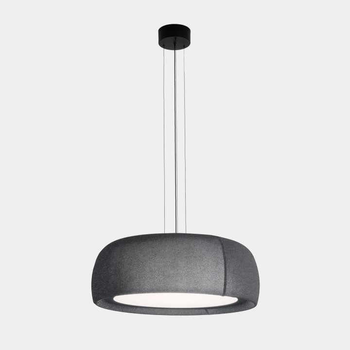 Lámpara Colgante Gong LED 27.4 2700K PHASE CUT Teixit textil GRIS Negro 1166lm Leds C4 00-8902-60-I9