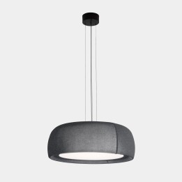 Lámpara Colgante Gong LED 27.4 3000K PHASE CUT Negro Teixit textil GRIS 1274lm Leds C4 00-8933-60-I9