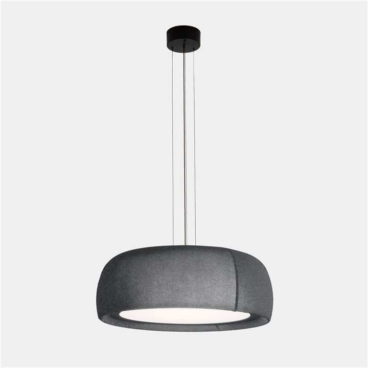 Lámpara Colgante Gong LED 27.4 3000K PHASE CUT Negro Teixit textil GRIS 1274lm Leds C4 00-8933-60-I9