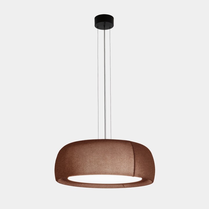 Lámpara Colgante Gong LED 25.6 3000K DALI-2 Marrón RAL 8016 matt Teixit textil VERMELL 1274lm Leds C4 00-8977-W1-L1