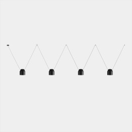 Lámpara Colgante Attic 4 Bodies Hexagonal Shape 1200mm Side E27 60 Negro 4340lm Leds C4 00-9048-05-05