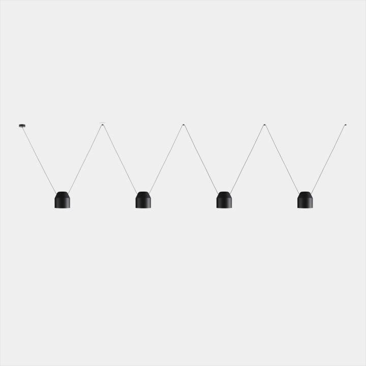 Lámpara Colgante Attic 4 Bodies Hexagonal Shape 1200mm Side E27 60 Negro 4340lm Leds C4 00-9048-05-05