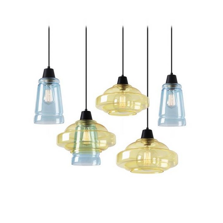 Lampara COLGANTE COLOR 5 x E27 MAX.60W  NEGRO MATE Leds C4