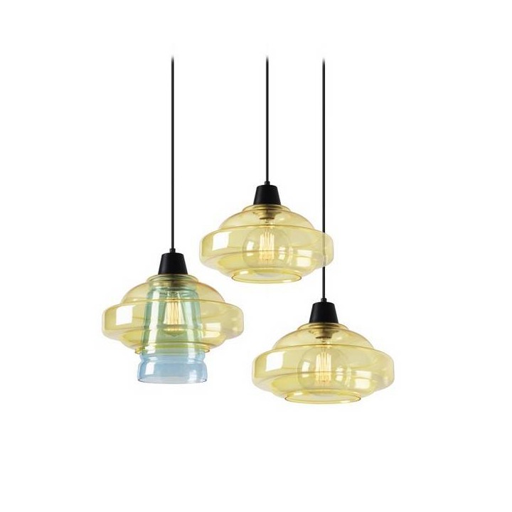 Lampara COLGANTE COLOR 3 x E27 MAX.60W  NEGRO MATE Leds C4