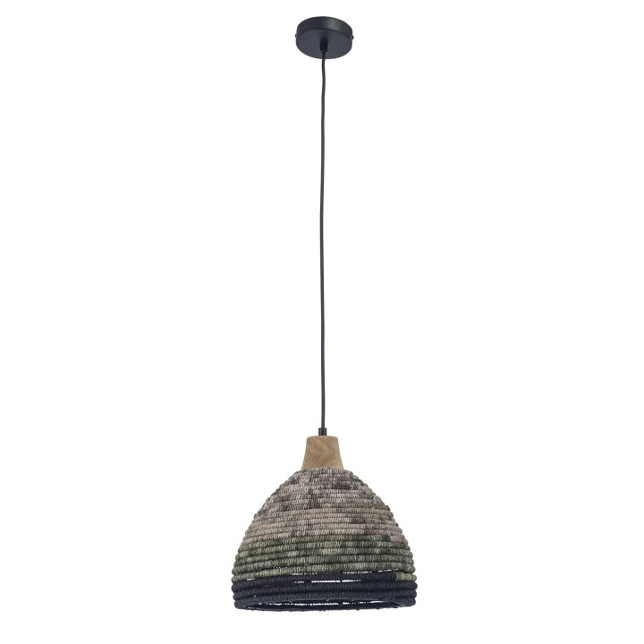 Lámpara Colgante IP20 Korg E27 15 Madera clara Negro Forlight Korg