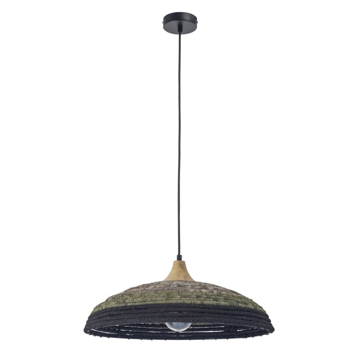 Lámpara Colgante IP20 Korg E27 15 Madera clara Negro Forlight Korg