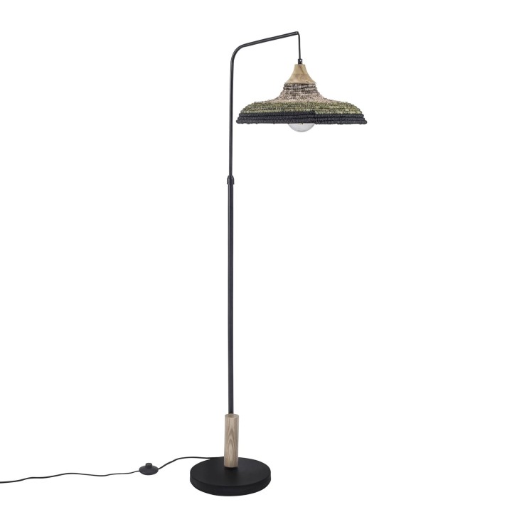 Lámpara Pie de salón IP20 Korg E27 15 Madera clara Negro Forlight Korg