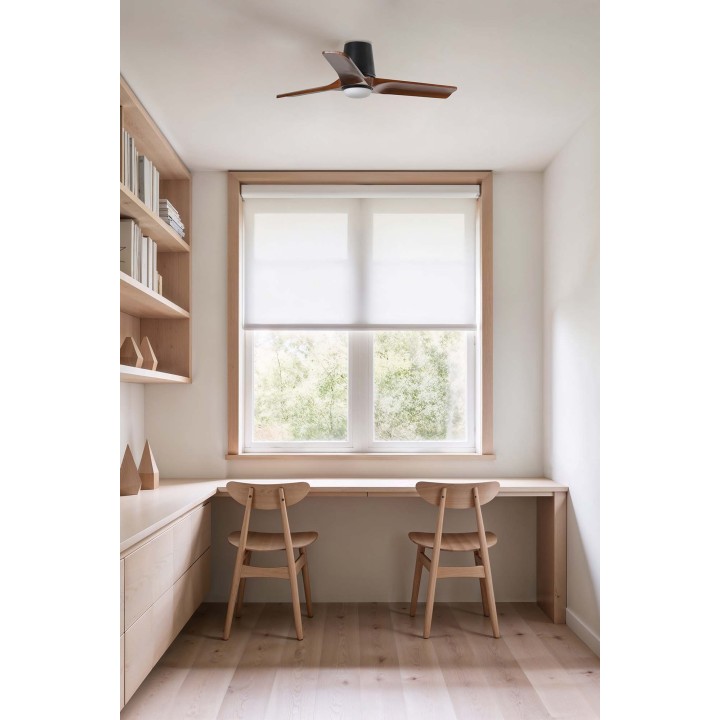 Faro HEYWOOD TUB LED S Ventilador negro/nogal