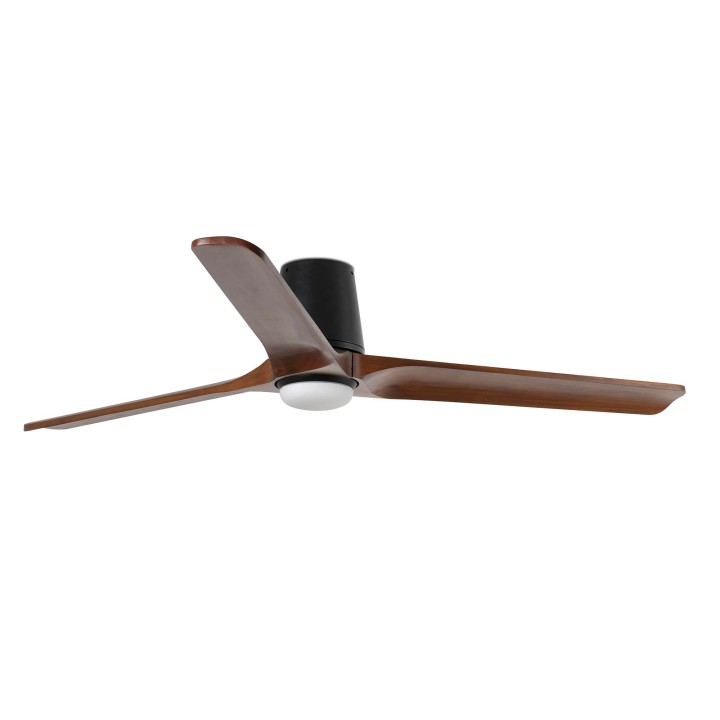 Faro HEYWOOD TUB LED L Ventilador negro/nogal