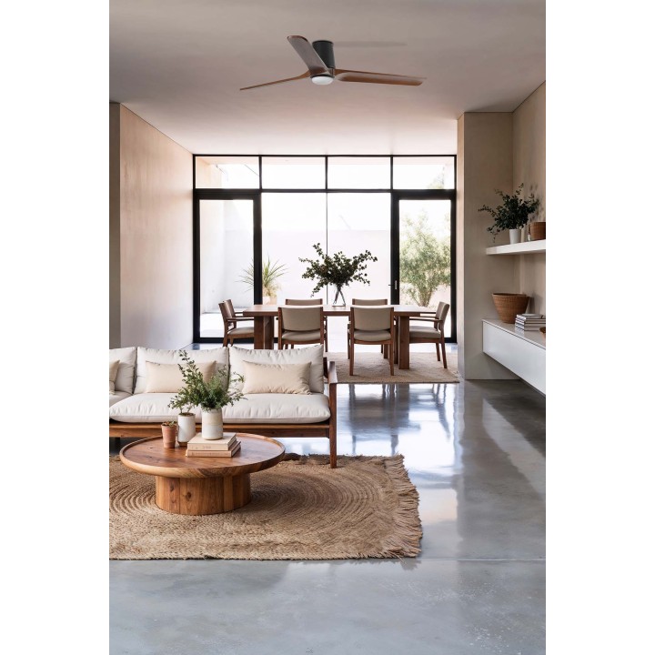 Faro HEYWOOD TUB LED L Ventilador negro/nogal