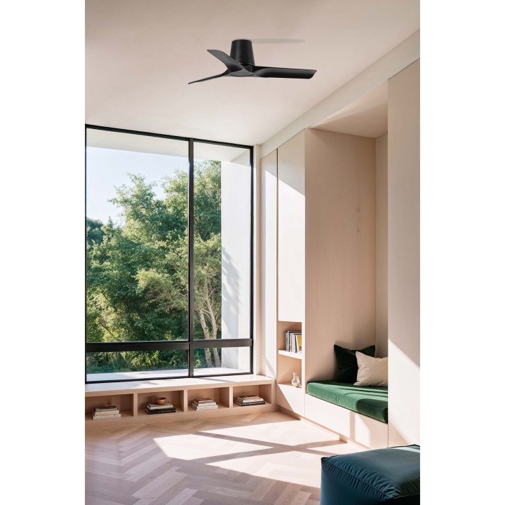 Faro HEY TUB S Ventilador negro/madera oscura DC