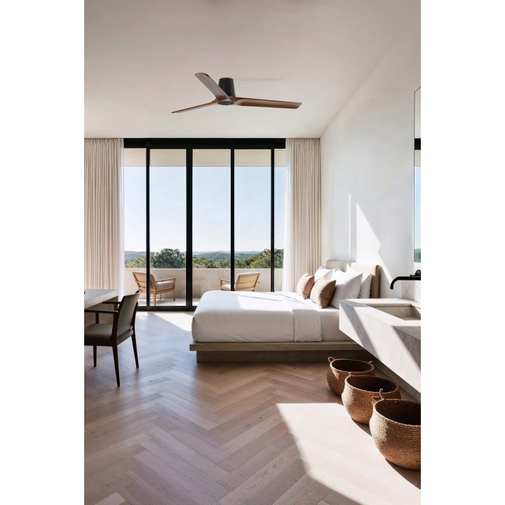 Faro HEYWOOD TUB L Ventilador negro/nogal