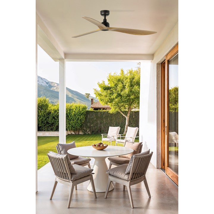 Faro OUTWOOD L Ventilador marrón/madera roble IP44