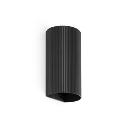Faro SOLE 2L Aplique redondo negro estriado