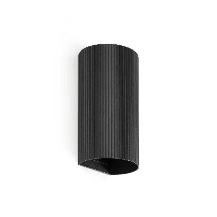 Faro SOLE 2L Aplique redondo negro estriado