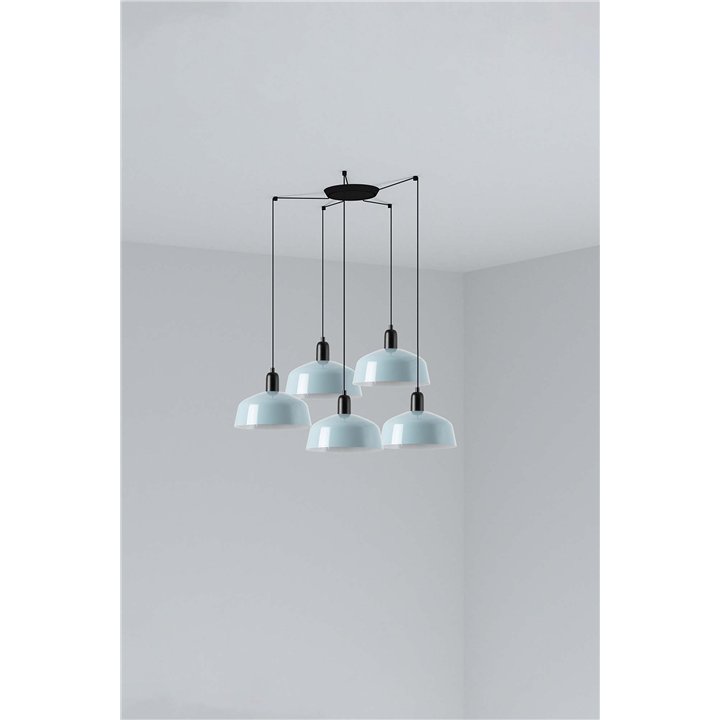 Faro TATAWIN M metal 5L Colgante azul grisáceo