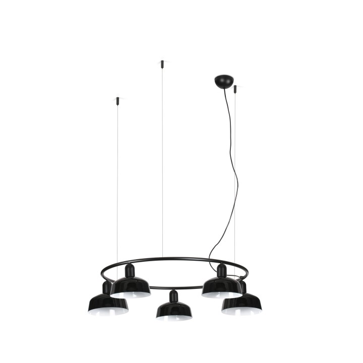 Faro TATAWIN S metal 5L Colgante circular negro