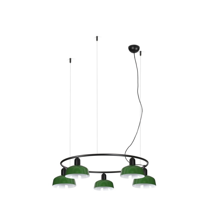 Faro TATAWIN S metal 5L Colgante circular verde